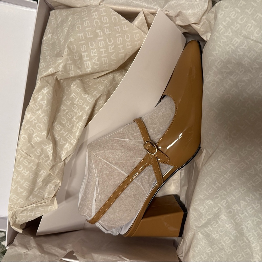 Marc Fisher Tan Block Heel Pumps - Picture 3 of 5